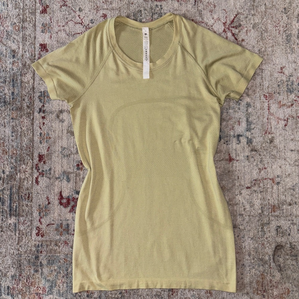 lululemon athletica Light Olive Short Sleeve Tee